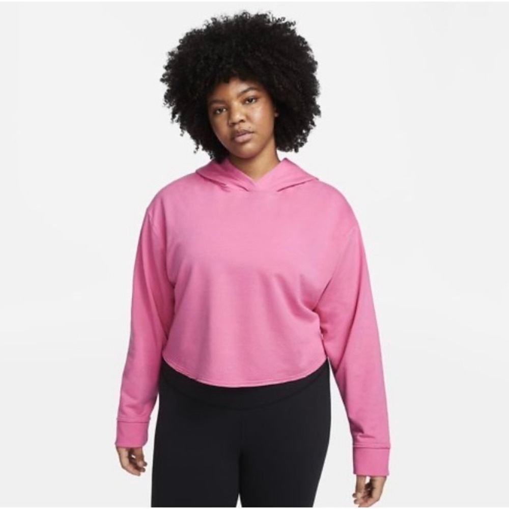 Nike Yoga Luxe Cropped Fleece Hoodie Pink Sporty Streetwear Women's XXL